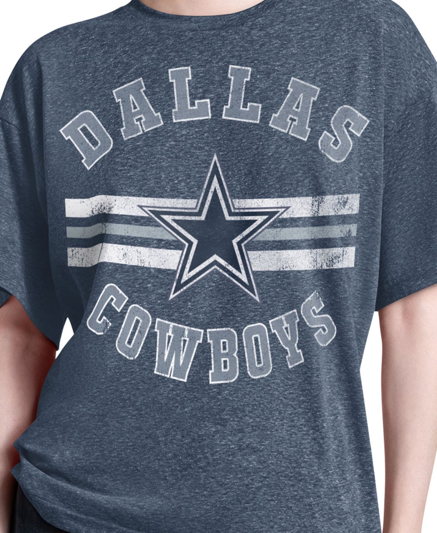 Женская футболка Starter Navy Dallas Cowboys Jump Shot Boyfriend Cropped Tri-Blend — фото 2