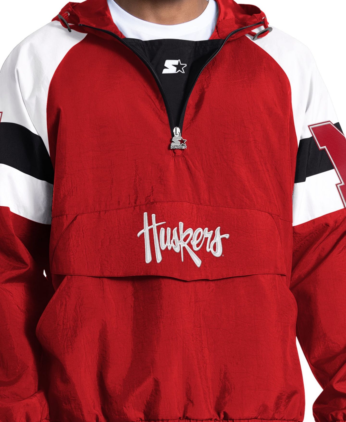 Мужская куртка Starter Scarlet Nebraska Huskers Street Cut Half-Zip — фото 2