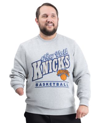 Men's Gray New York Knicks Adaptive Headliner Fleece Crewneck Sweatshirt
