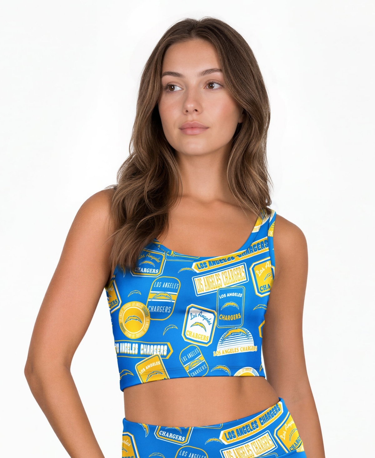 Concepts Sport Women's Powder Blue Los Angeles Chargers Grady Allover Print Bralette