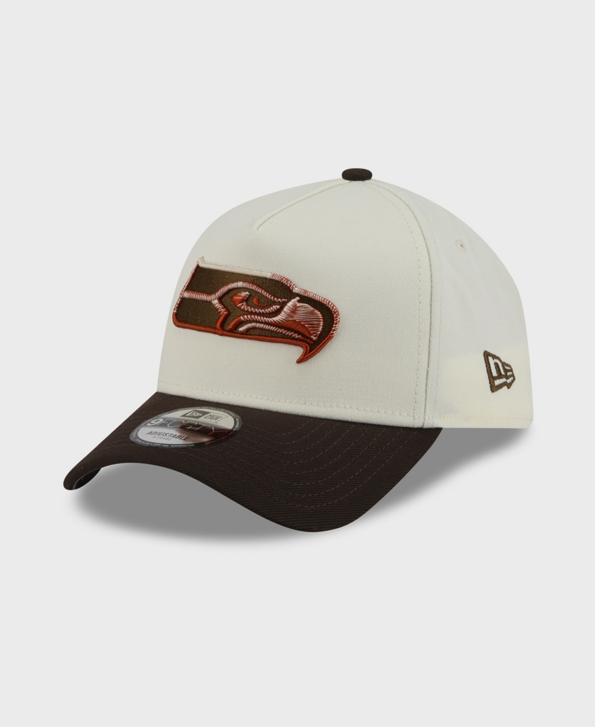 New Era Men's Cream/Brown Seattle Seahawks Pumpkin Spice A-Frame 9FORTY Adjustable Hat - Cream, Brown