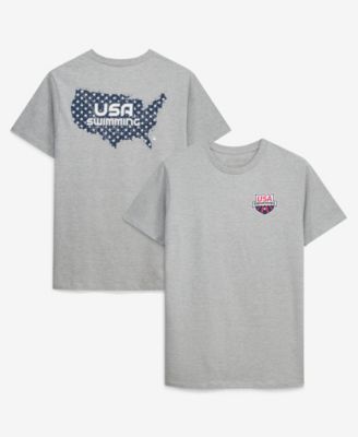 Men's and Women's Heather Gray USA Swimming Star Spangled Swimmer T-Shirt