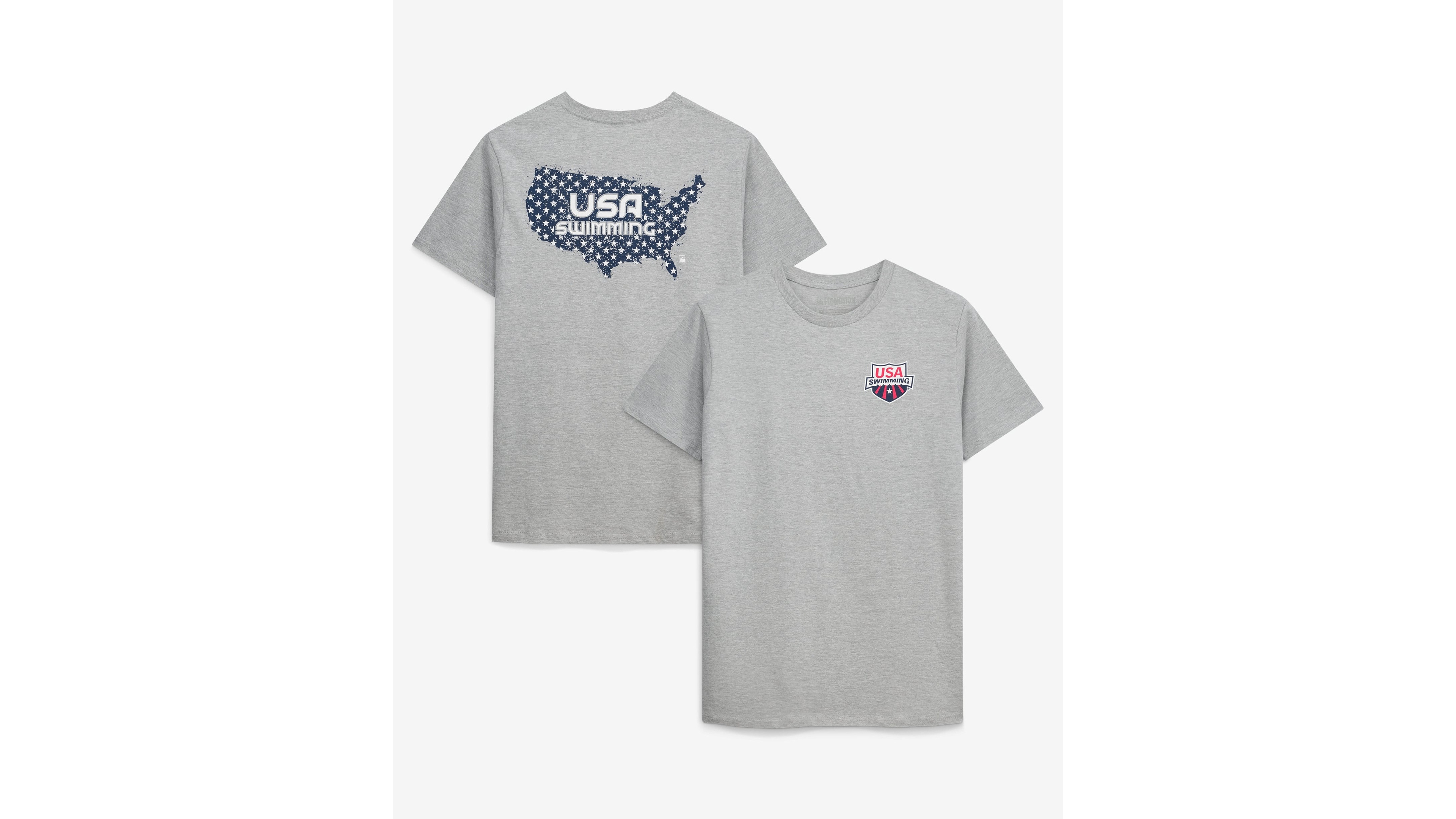 Flomotion Men's and Women's Heather Gray Usa Swimming Star Spangled Swimmer T-Shirt