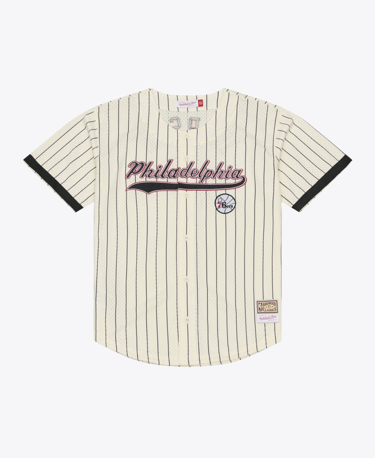 Мужской топ Mitchell & Ness Allen Iverson Cream Philadelphia 76ers Player Mesh Button-Front Jersey — фото 10