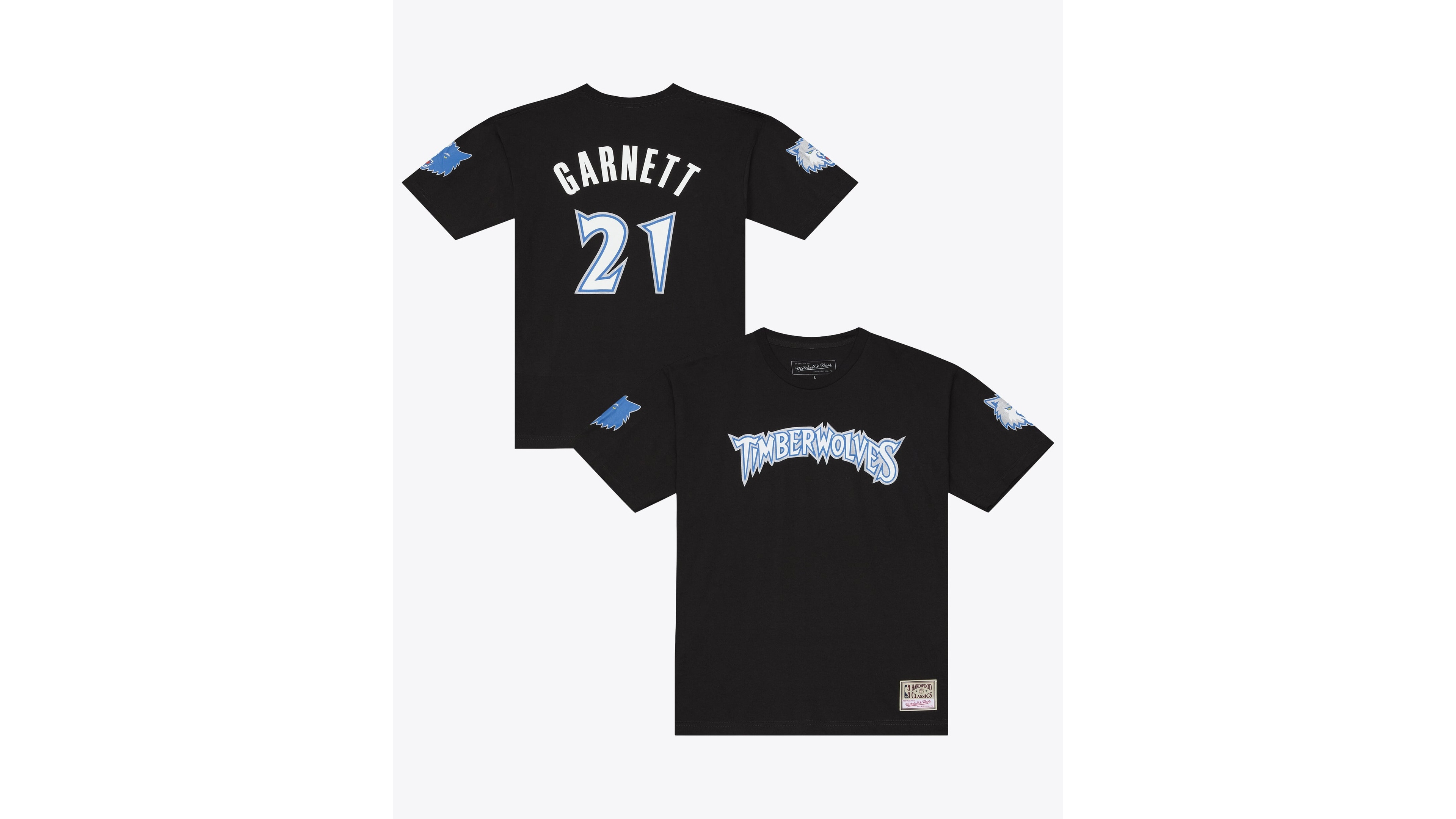 Mitchell & Ness Men's Kevin Garnett Black Minnesota Timberwolves Hardwood Classics Name Number Classic T-Shirt