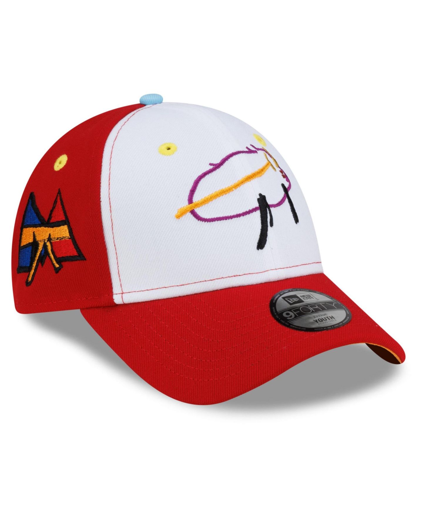Детская кепка New Era Josh Allen White/Red Buffalo Bills Mason Billustration 9FORTY Adjustable Hat — фото 1