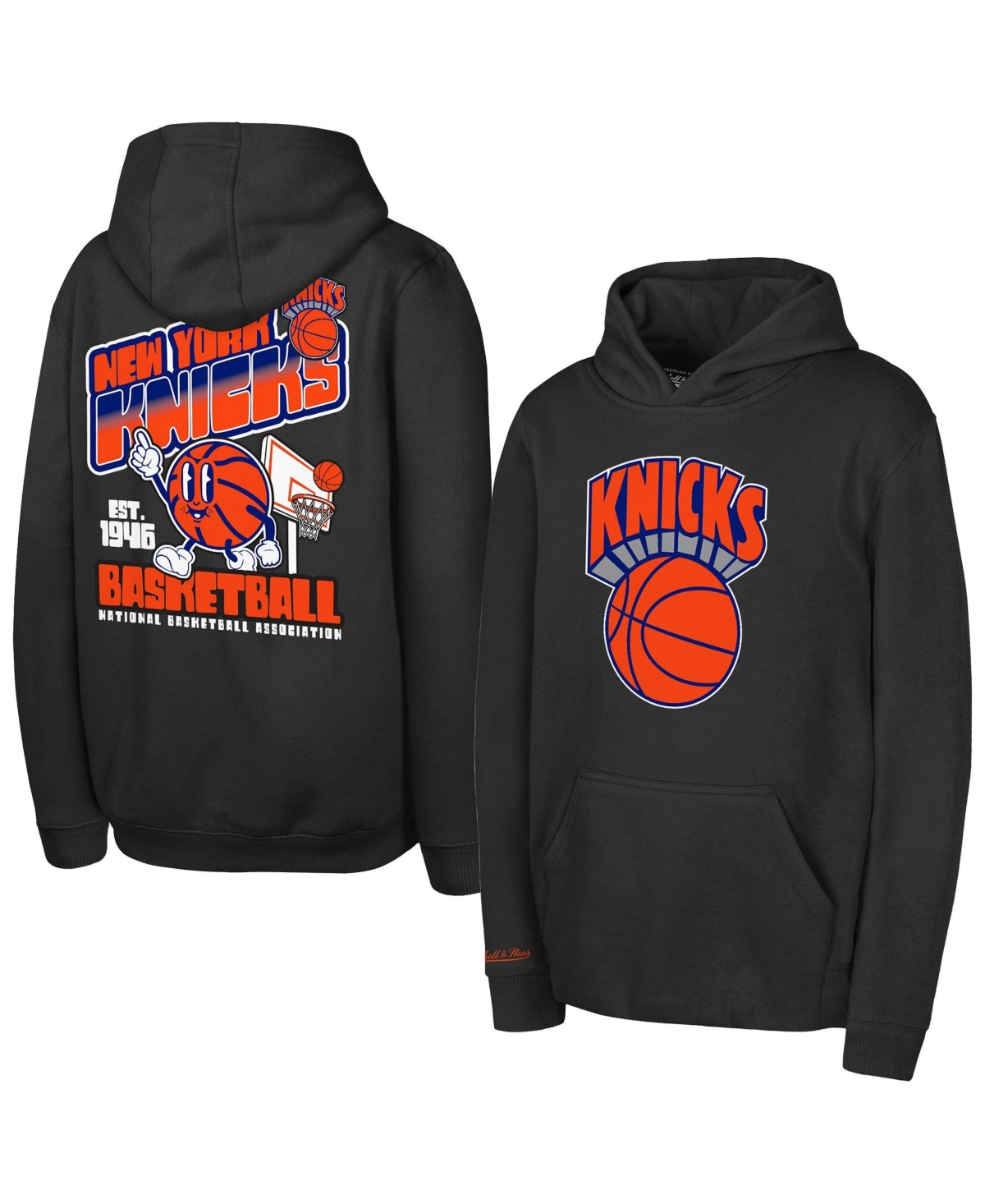 Mitchell & Ness Big Boys' and Girls' Black New York Knicks Free Throwback Fleece Hoodie - Black