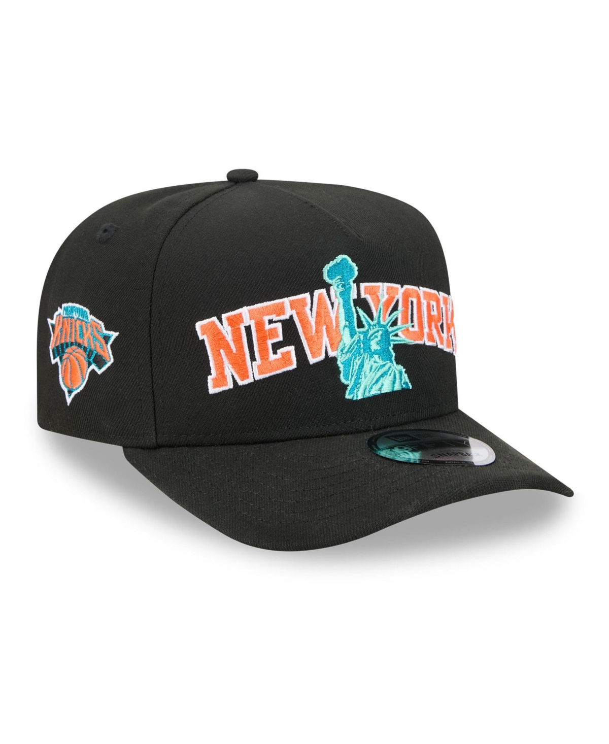 New Era Men's Black New York Knicks Curve Statue of Liberty 9FIFTY Snapback Hat - Black