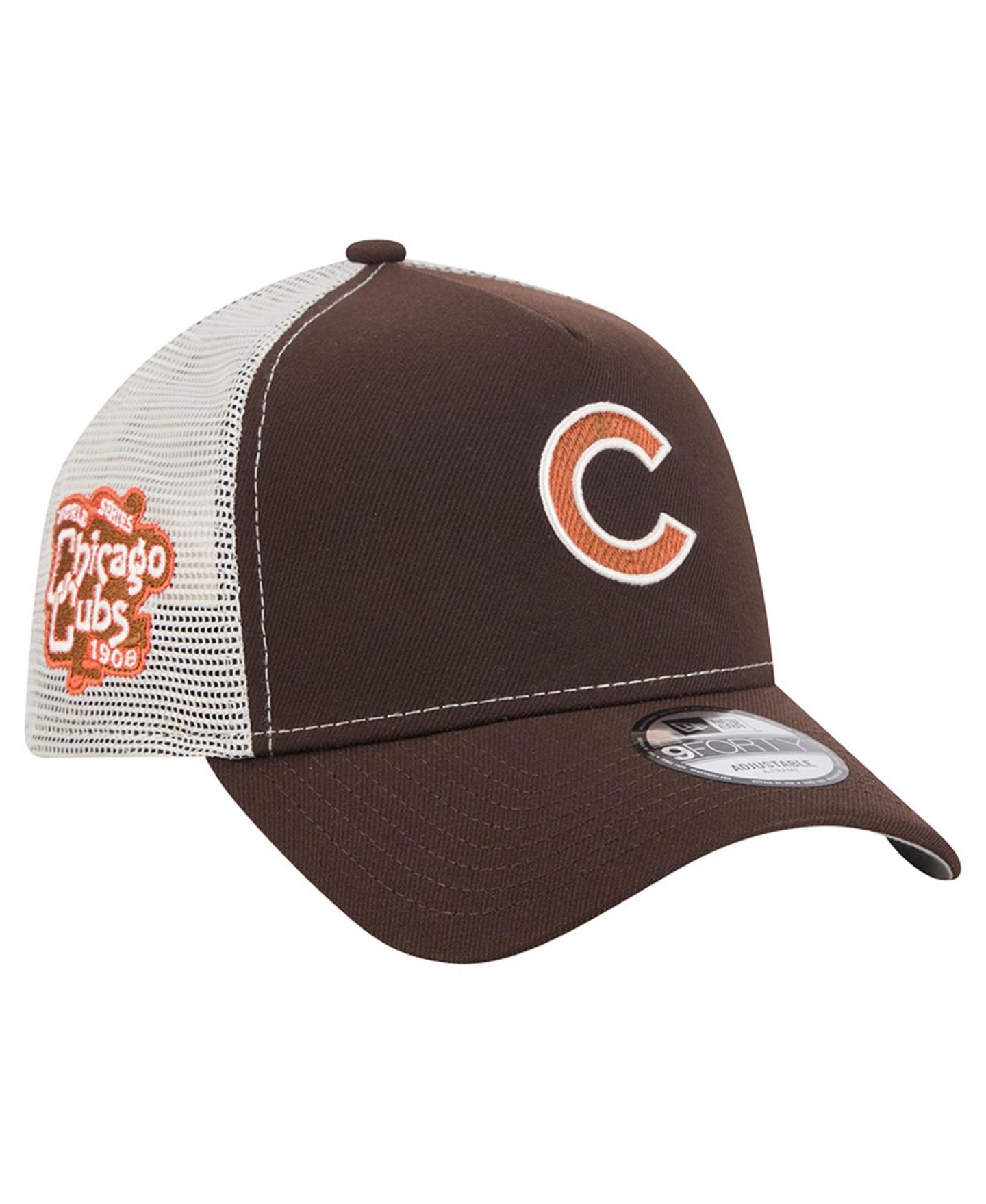 Мужская кепка New Era Brown Chicago Cubs Pumpkin Spice 9FORTY A-Frame Adjustable Trucker Hat — фото 1
