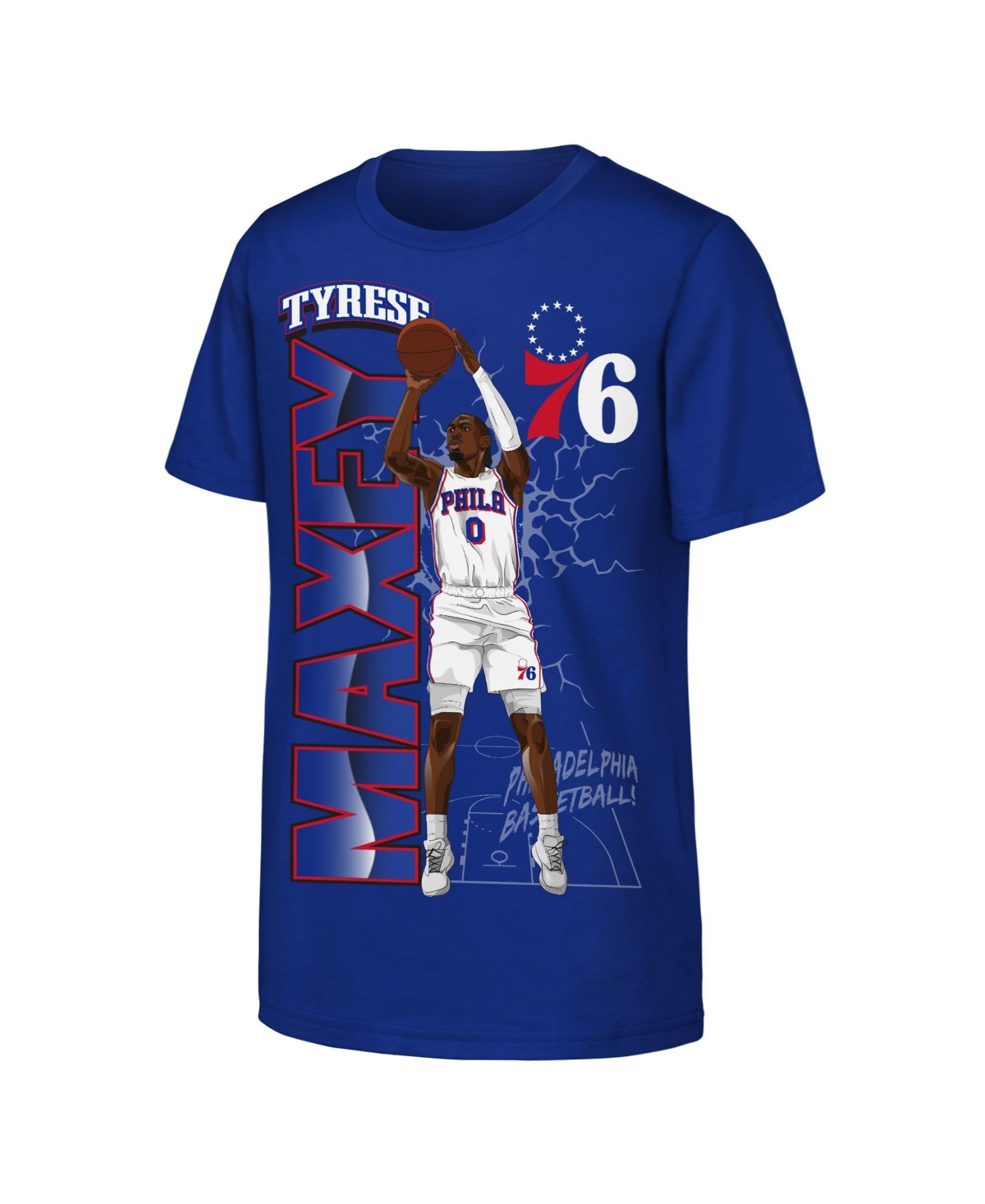 Outerstuff Big Boys' and Girls' Tyrese Maxey Royal Philadelphia 76ers Height T-Shirt - Royal
