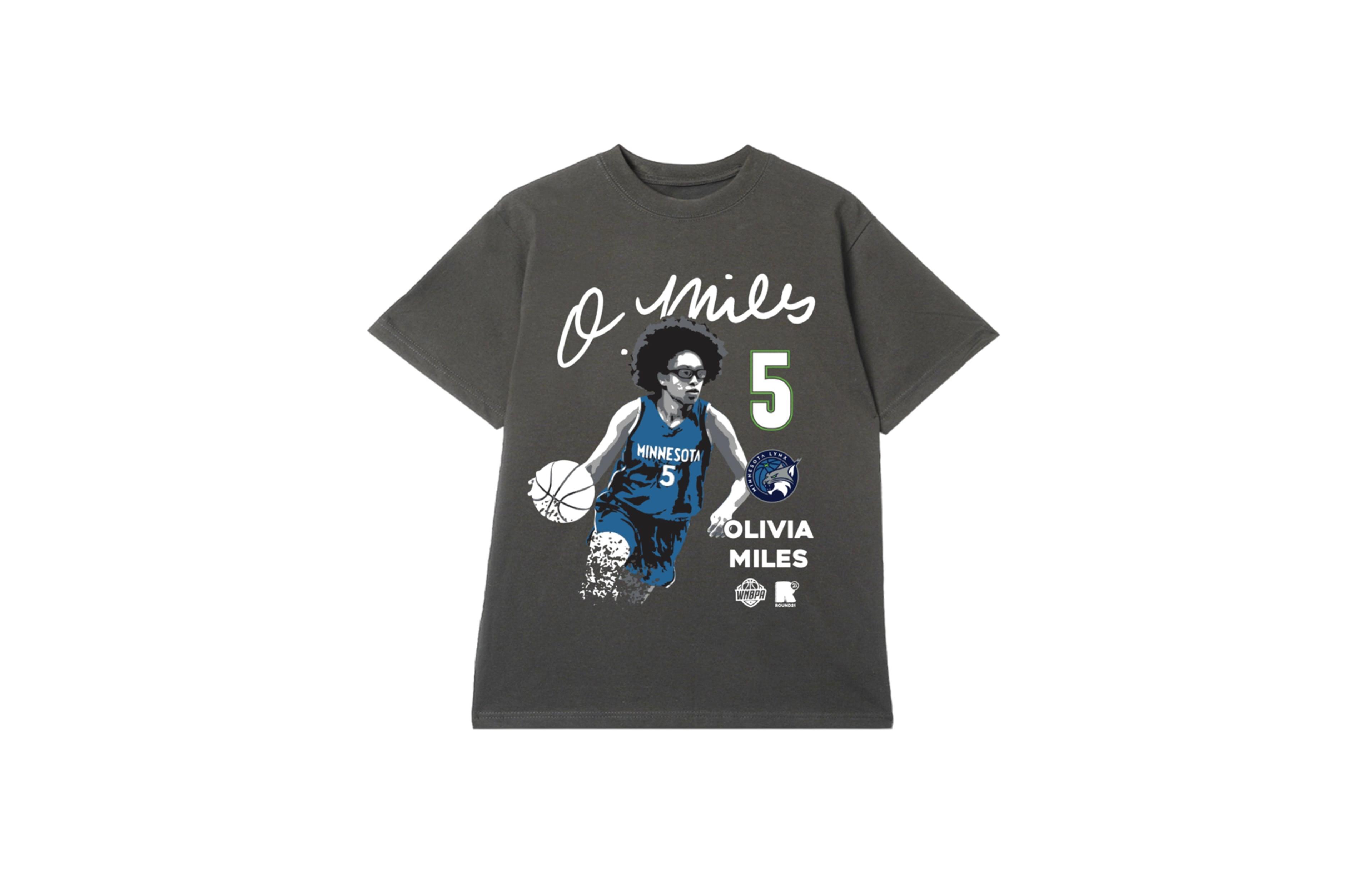 Round21 Men's and Women's Olivia Miles Gray Minnesota Lynx Poster T-Shirt