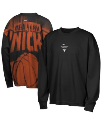 Big Boys' and Girls' Black New York Knicks 2026 Standard Issue Pre-Game Performance Long-Sleeves T-Shirt