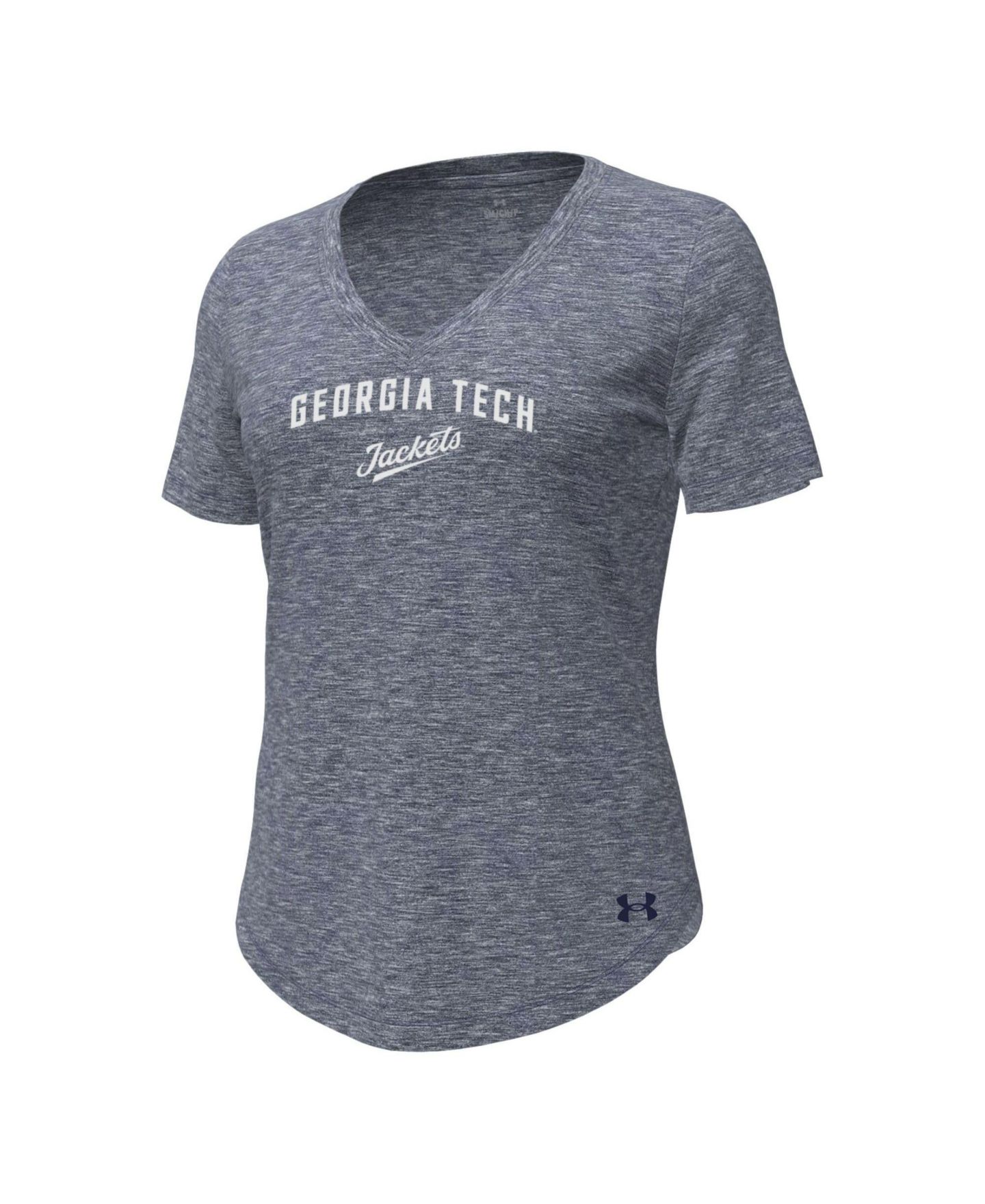 Женские футболки Under Armour Heather Navy Georgia Tech Yellow Jackets Breezy V-Neck — фото 2