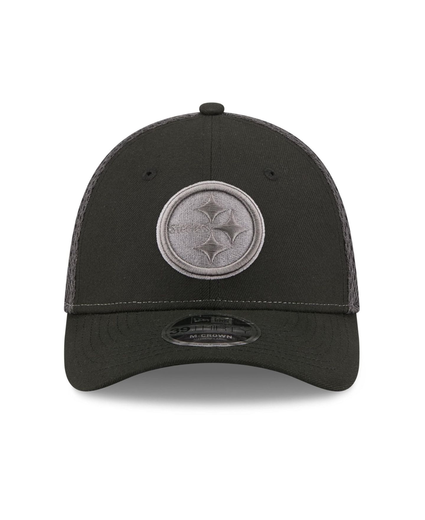 Мужской головной убор New Era Black Pittsburgh Steelers Neo Mesh 39THIRTY M-Crown Stretch Hat — фото 2