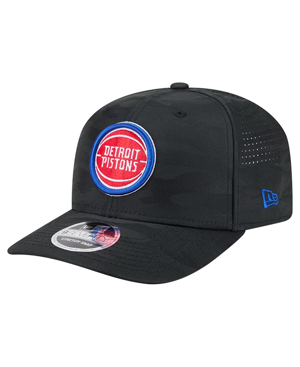 New Era Men's Black Detroit Pistons Camo 9SEVENTY Perforated Adjustable Hat - Black