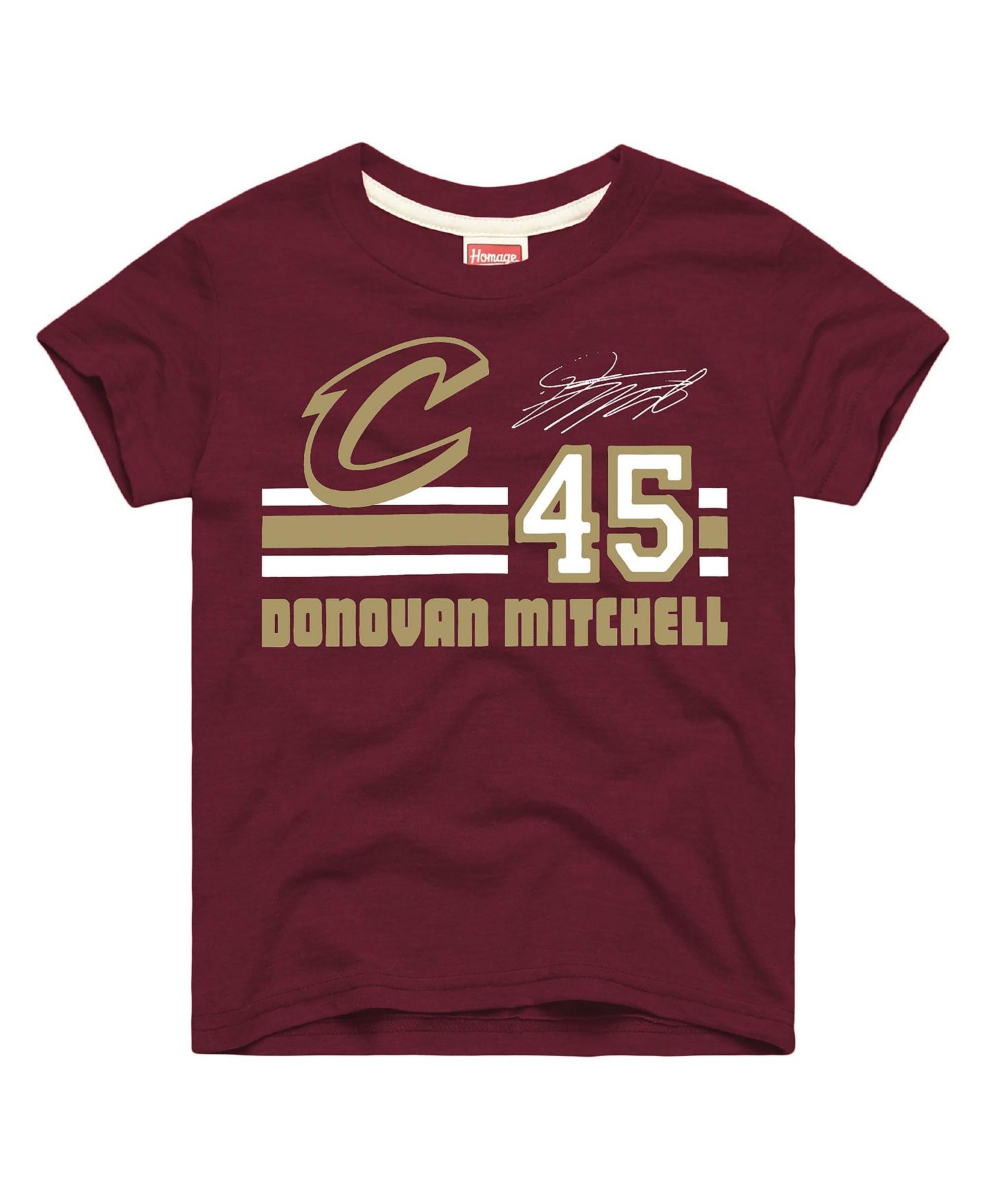 Детская футболка Homage Donovan Mitchell Wine Cleveland Cavaliers Remix Signature Name Number Tri-Blend — фото 1