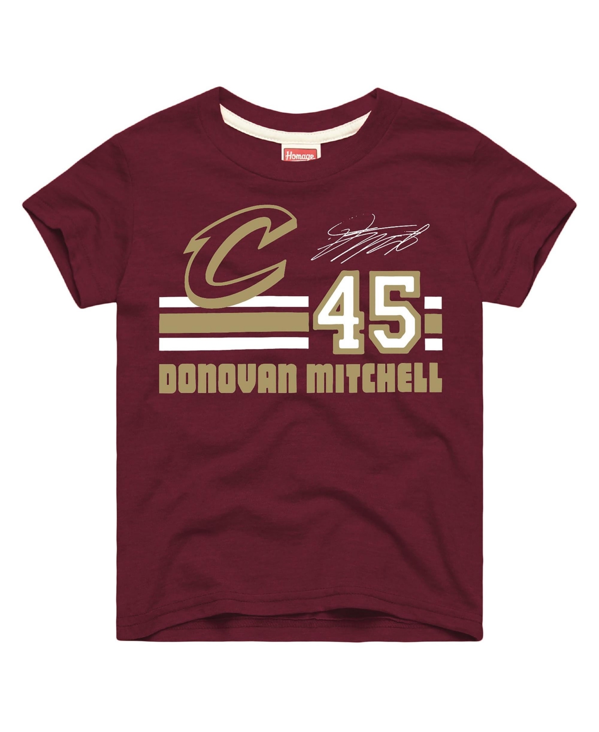 Homage Big Boys' and Girls' Donovan Mitchell Wine Cleveland Cavaliers Remix Signature Name Number Tri-Blend T-Shirt - Wine