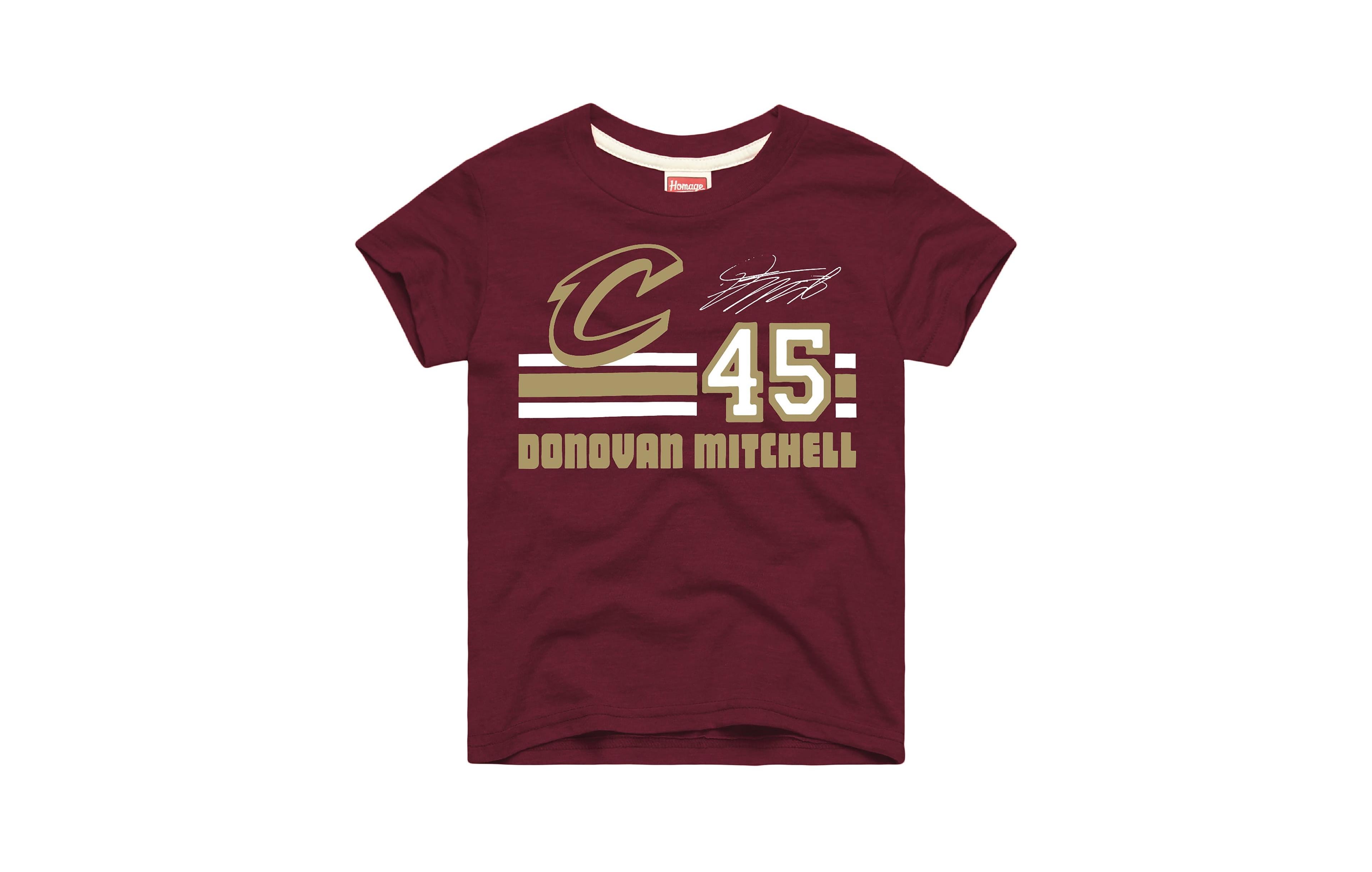 Homage Big Boys' and Girls' Donovan Mitchell Wine Cleveland Cavaliers Remix Signature Name Number Tri-Blend T-Shirt