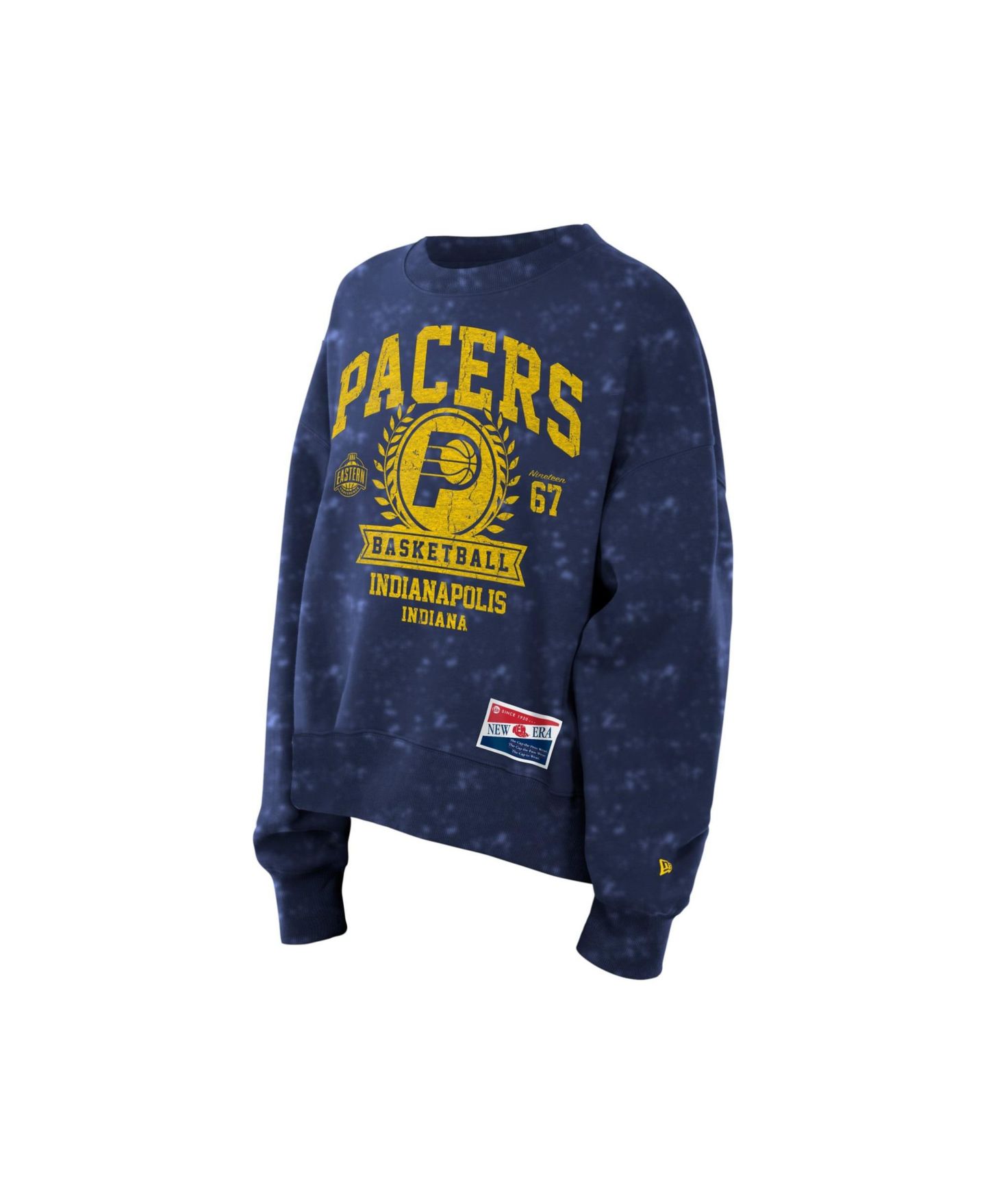 Женская толстовка New Era Navy Indiana Pacers Throwback Collection Mineral Wash Crewneck — фото 3