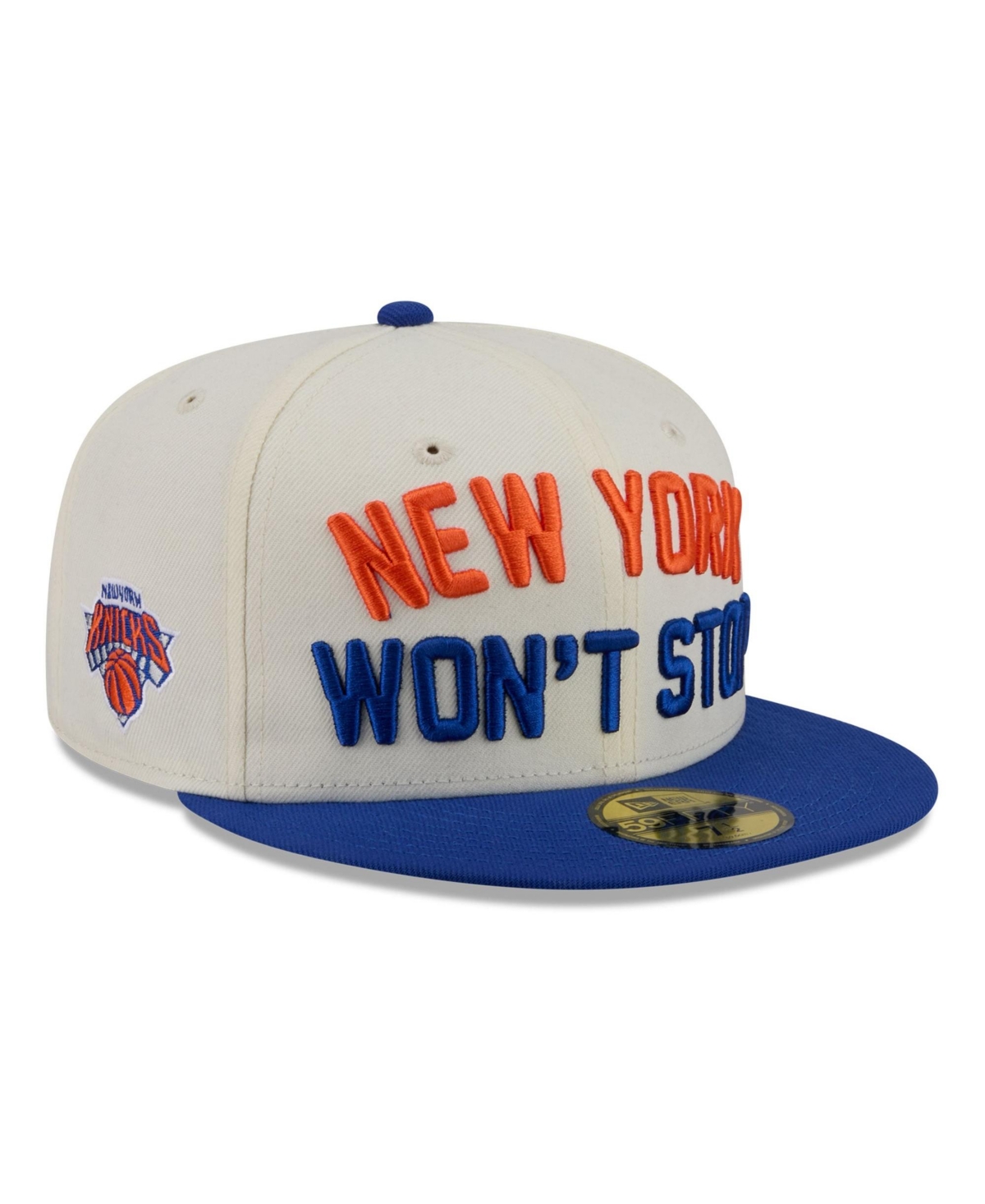 New Era Men's White New York Knicks Ny Won't Stop Chrome 59FIFTY Fitted Hat - White