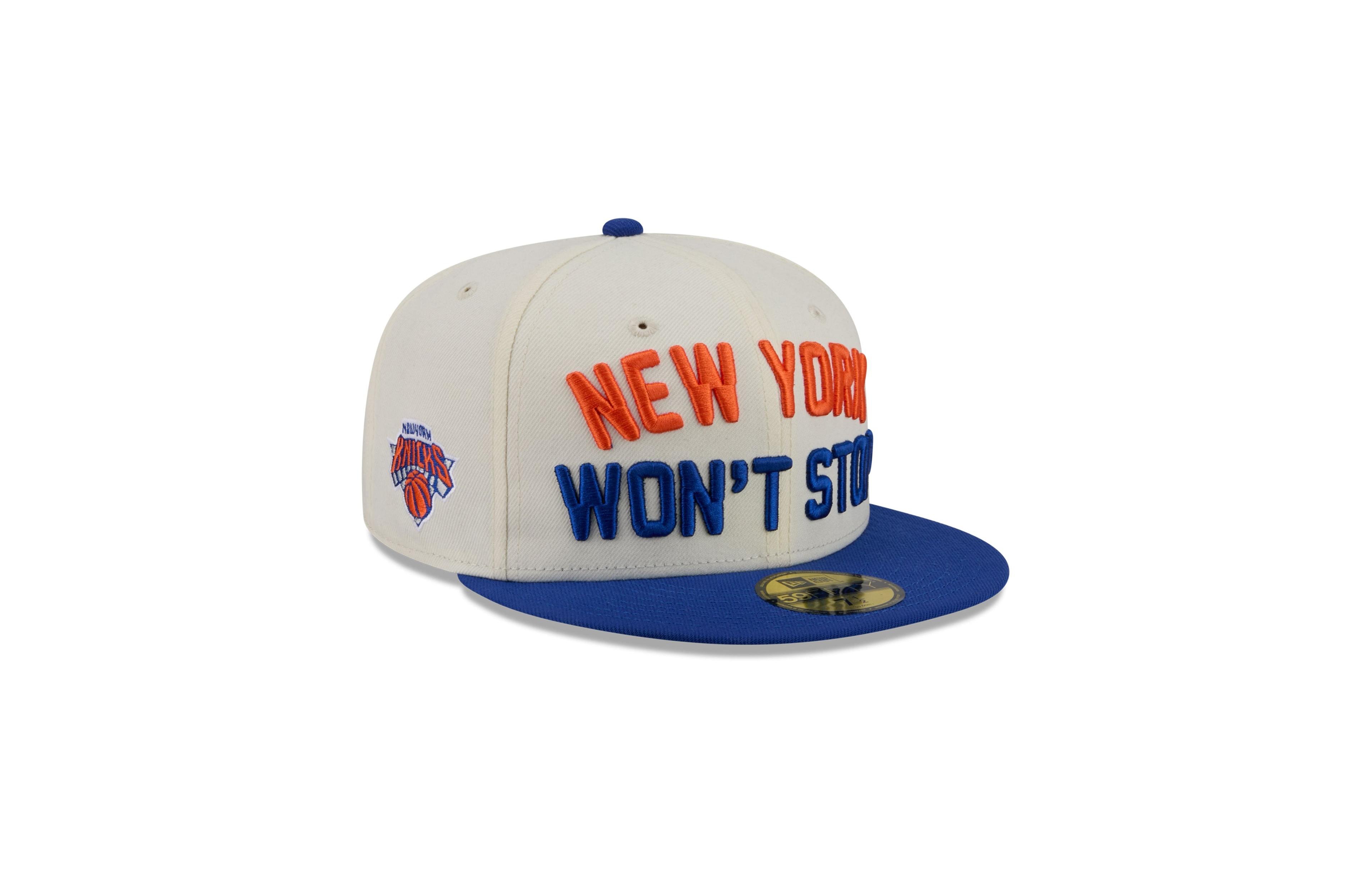 New Era Men's White York Knicks Ny Won't Stop Chrome 59FIFTY Fitted Hat