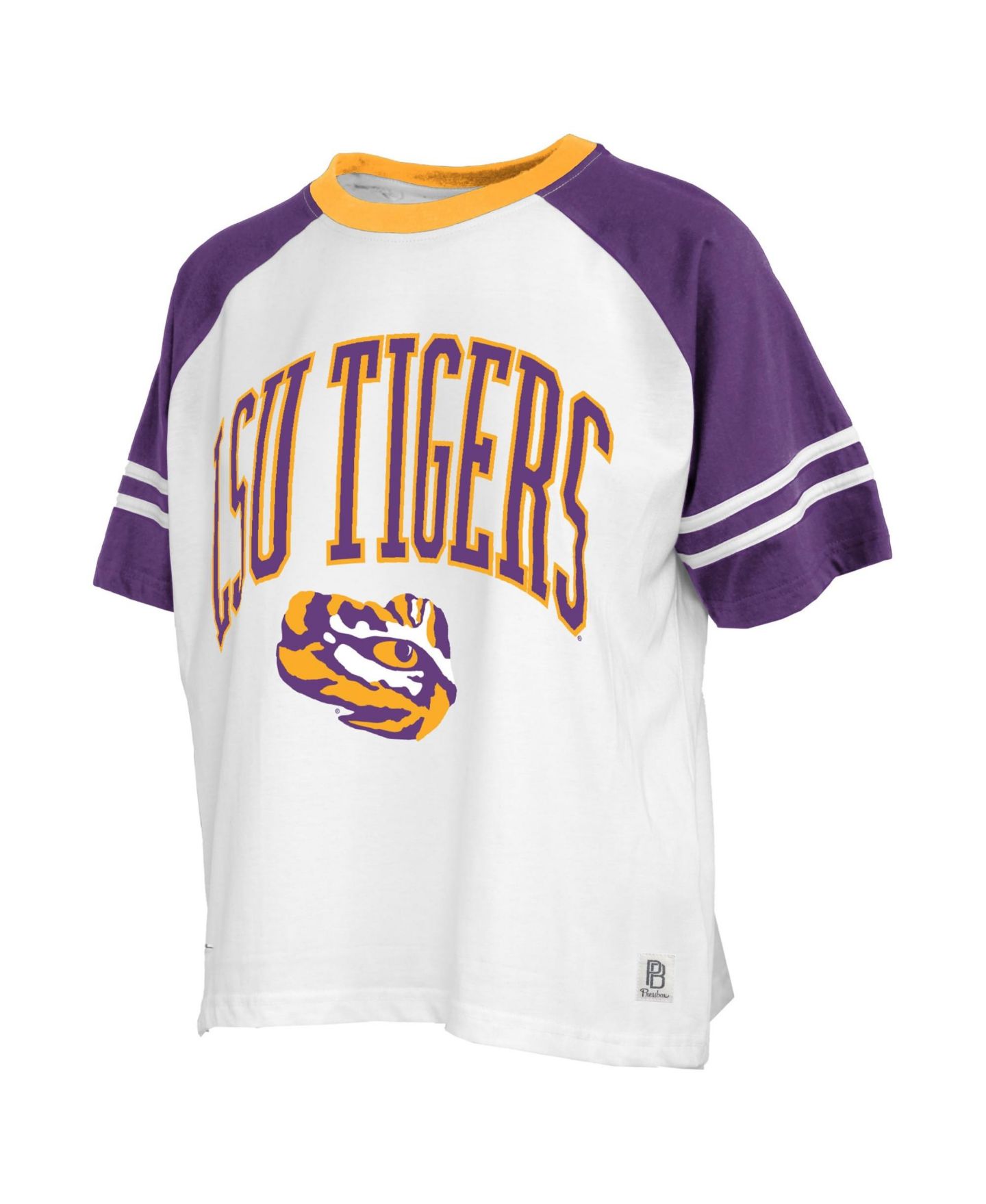 Женская футболка Pressbox White LSU Tigers Sky Color block — фото 2