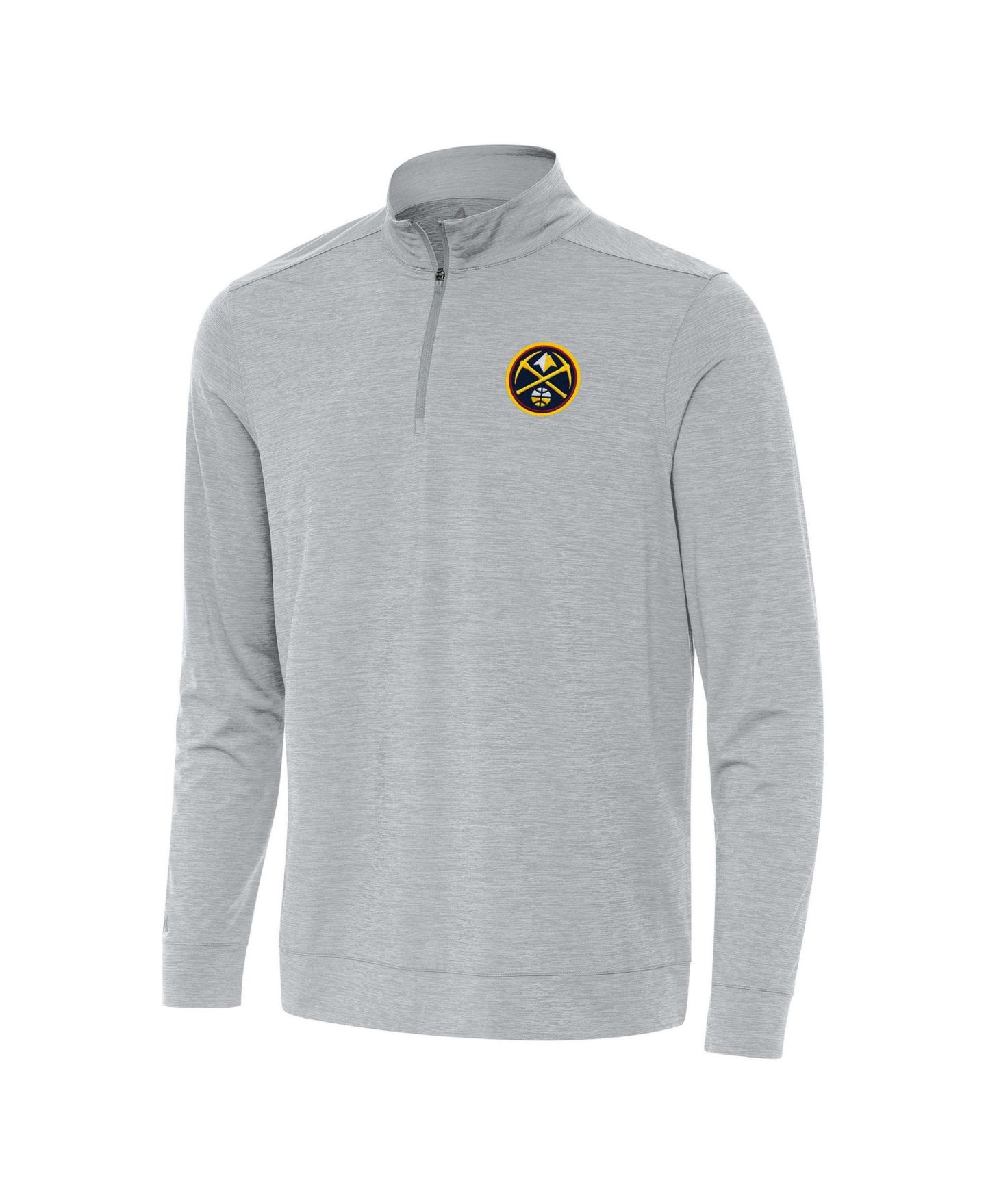 Мужской топ Antigua Heather Gray Denver Nuggets Bright Quarter-Zip — фото 1
