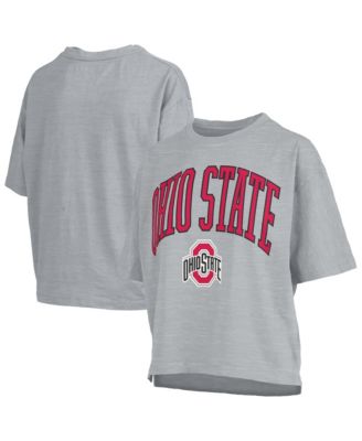 Women's Gray Ohio State Buckeyes Oversized Nelson Arch Over Logo Slub T-Shirt