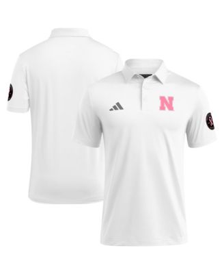 Men's White Nebraska Huskers Wear Pink Breast Cancer Awareness Polo Shirt