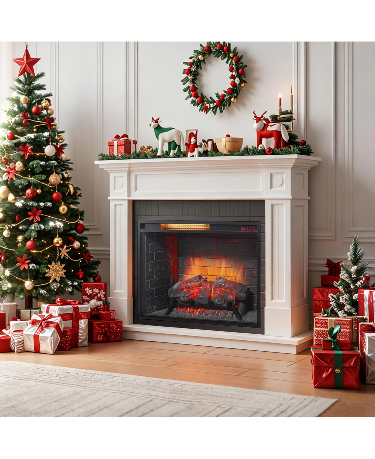 Clihome Infrared Electric Fireplace with Removable Trim kit Insert, Touch Panel Home Decor Heater