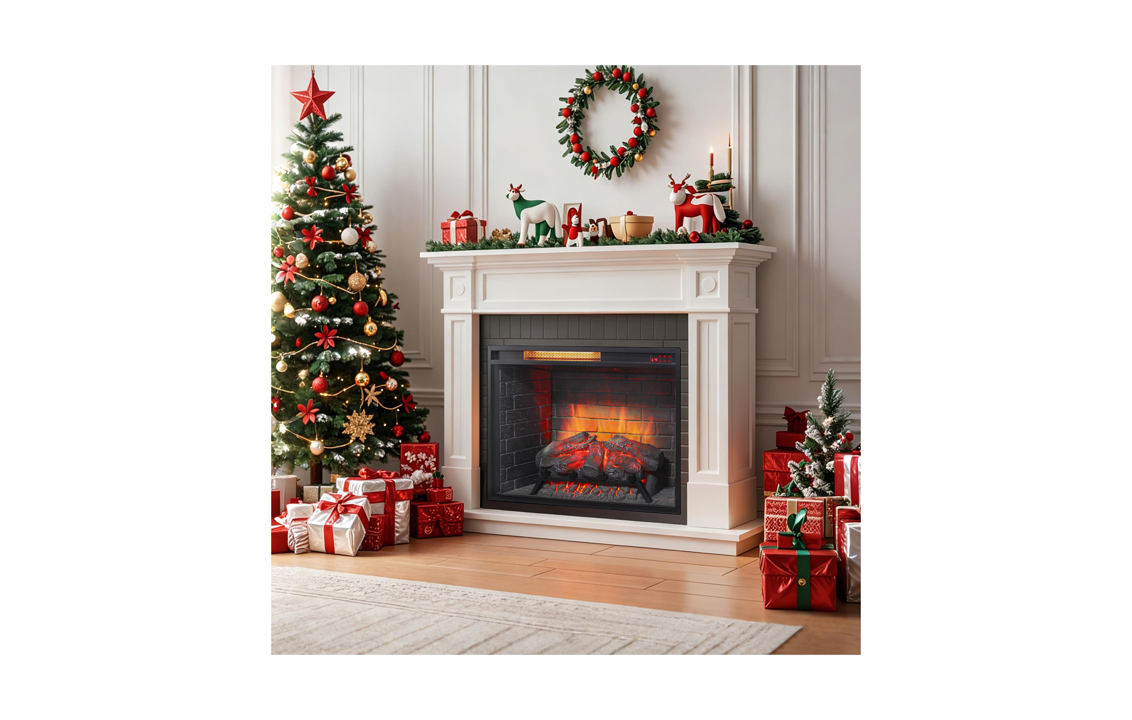 Clihome Infrared Electric Fireplace with Removable Trim kit Insert, Touch Panel Home Decor Heater