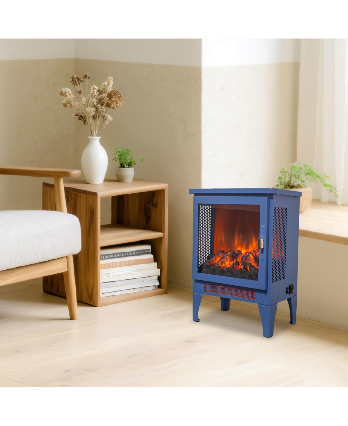 Clihome 18-Inch 3D Flame Effect Freestanding Electric Fireplace Stove Heater