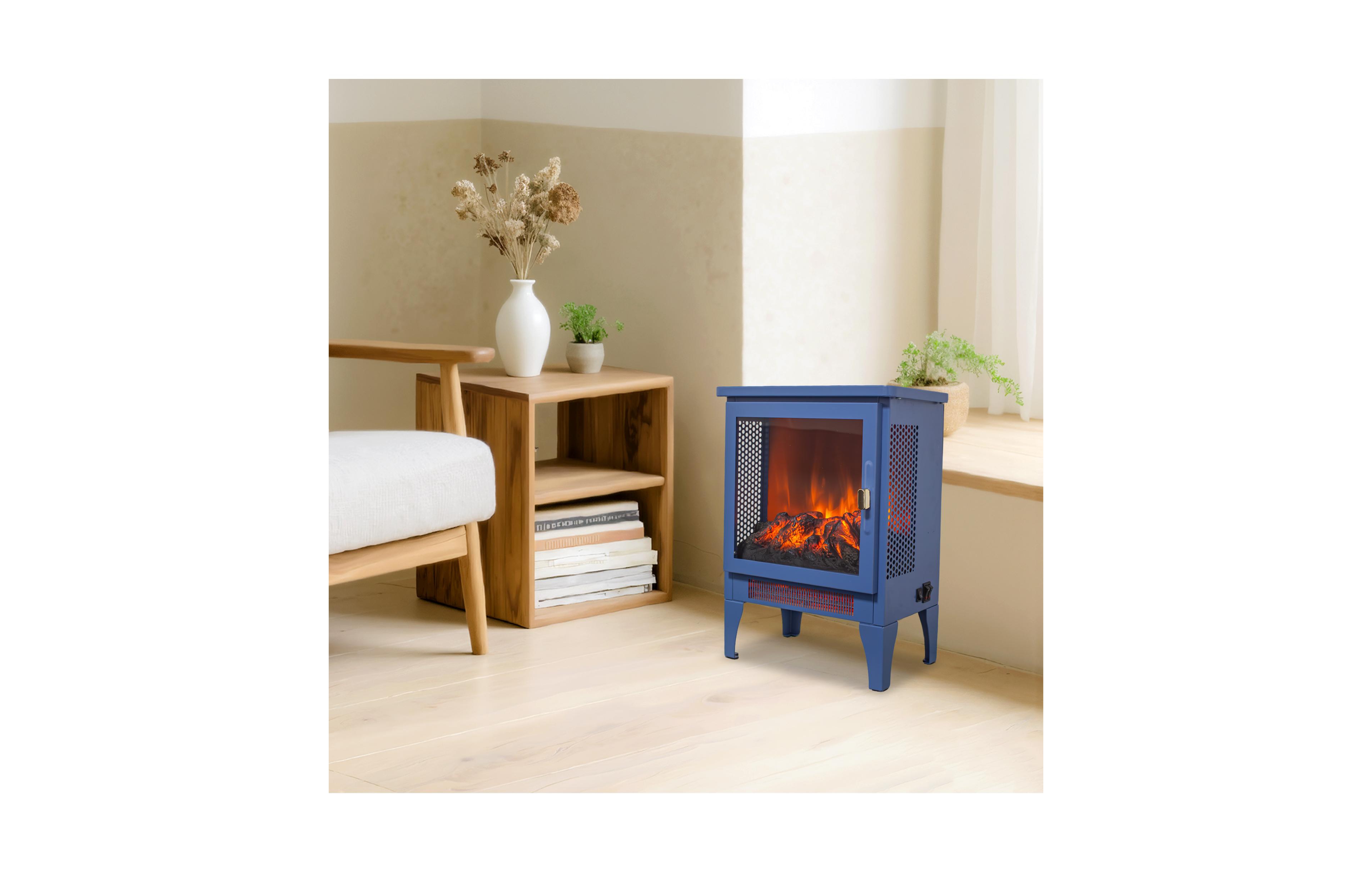 Clihome 18-Inch 3D Flame Effect Freestanding Electric Fireplace Stove Heater