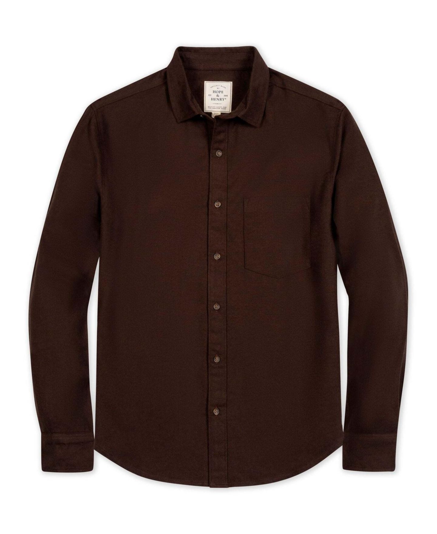 Мужская рубашка Hope & Henry Flannel Classic-Fit Organic Cotton, цвет: Шоколадный меланжевый — фото 4