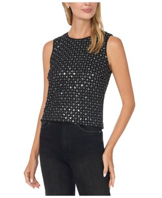Women's Sleeveless Crewneck Back-Zip Tank Top
