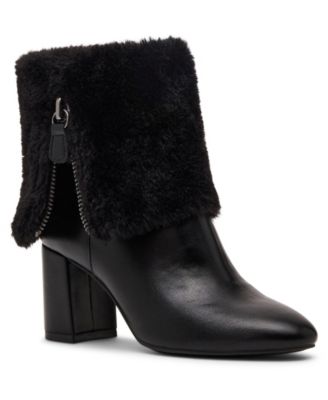 Women's Arli Faux Fur Cuff Block Heel Dress Booties