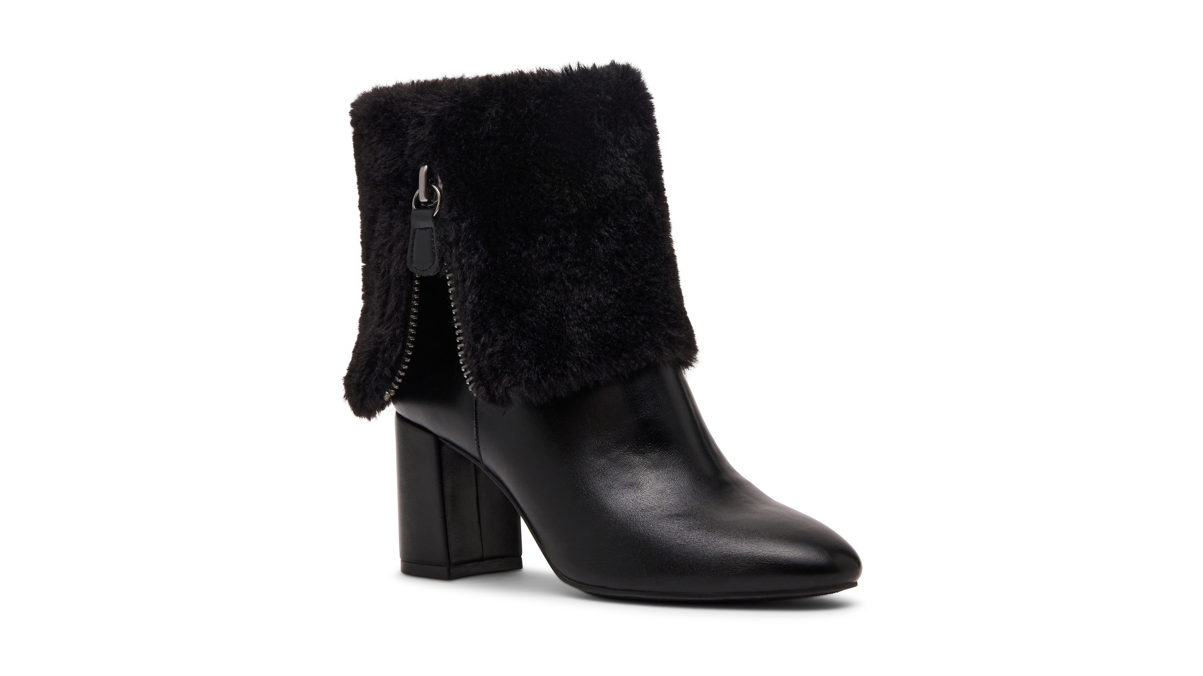 Anne Klein Women's Arli Faux Fur Cuff Block Heel Dress Booties