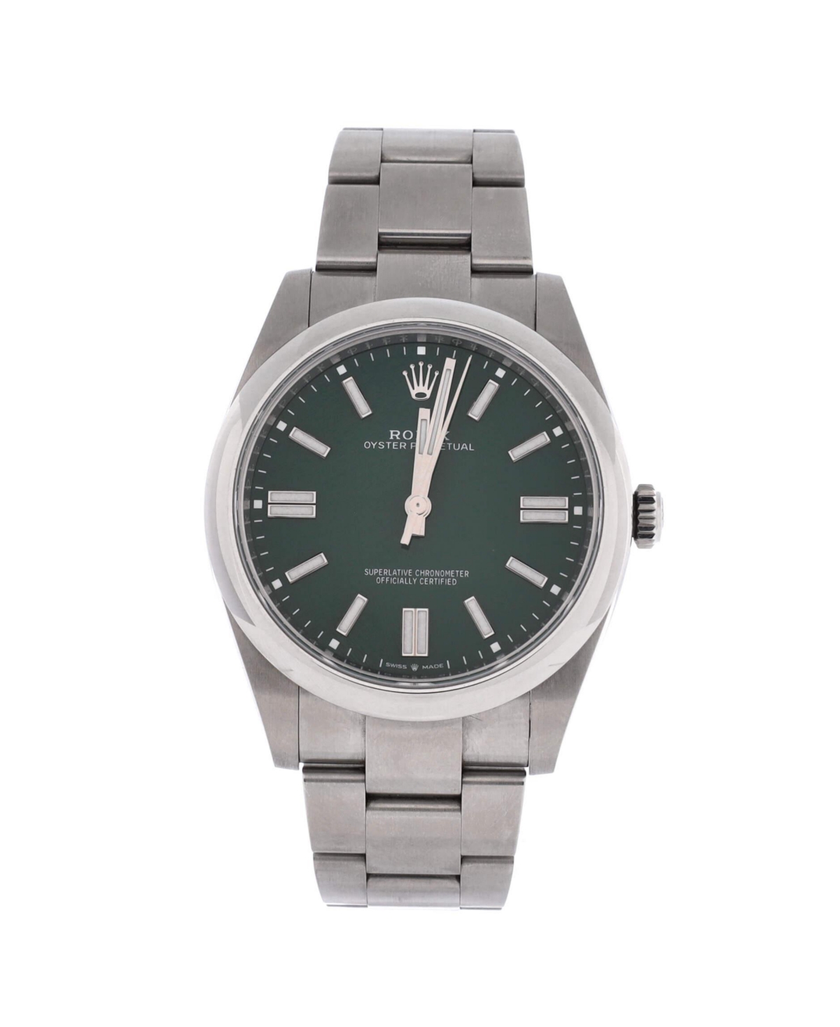 PreOwned Rolex Mens Oyster Perpetual Automatic Stainless Steel Watch 41mm  Dial color green