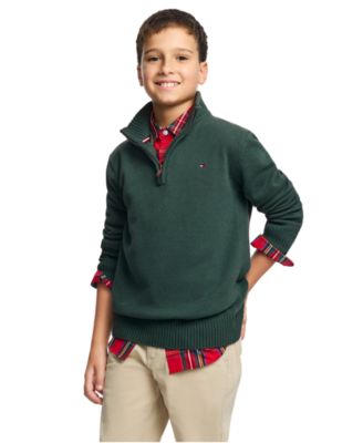 Boys' 8-20 Zipneck Cotton Quarter-Zip Sweater