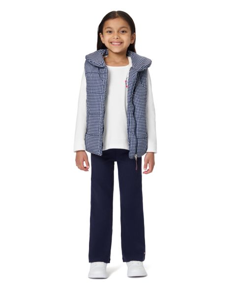 Детский комплект Tommy Hilfiger: стёганый жилет, футболка и брюки клёш, 2T-6X, цвет: Тёмно-синий / Красный