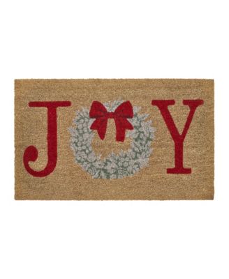 Joy Holiday Wreath Outdoor Coir Doormat, 18" x 30"