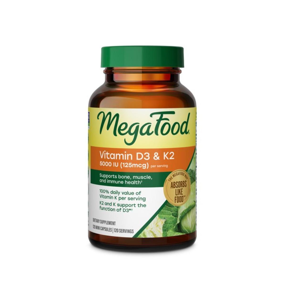 MegaFood Vitamin D3 with K & K2, 5000 Iu 120 Caps