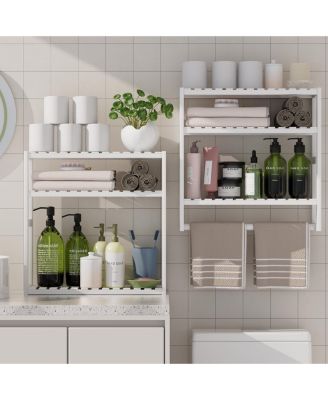 2 Pack Towel Rack Bathroom Hardware Shelf Over Toilet Bar