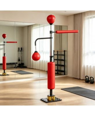 Red Speed Punching Bag 4.6'-6.7' Reflex Bag Boxing Training Equipment Adjustable Height Boxing Bag Stand for Fitness And Sports