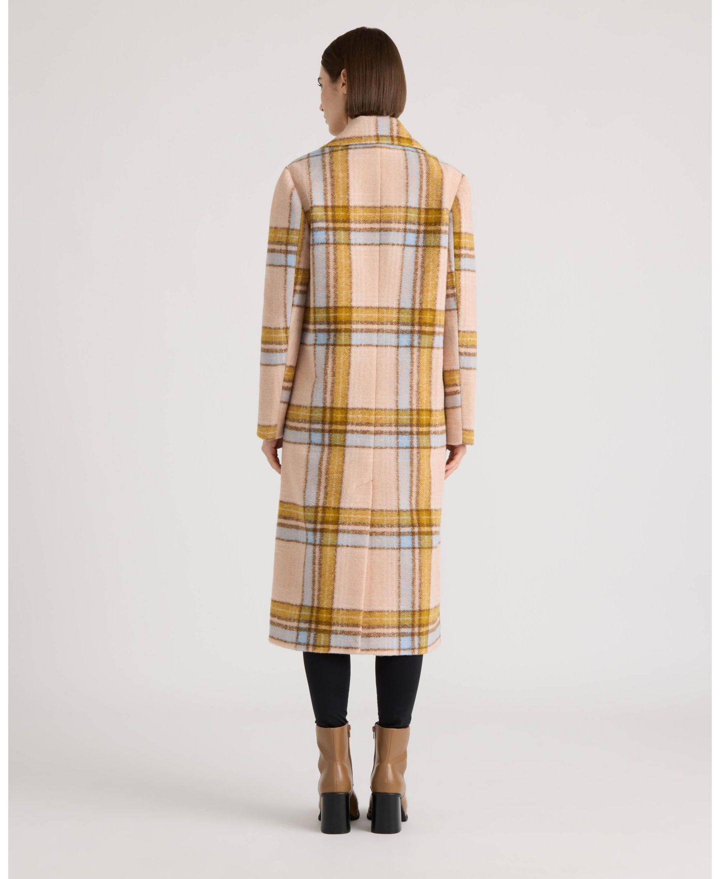Женское пальто NVLT Plaid Single-Breasted Long Faux Wool-Blend, цвет: Розовый клетчатый — фото 2