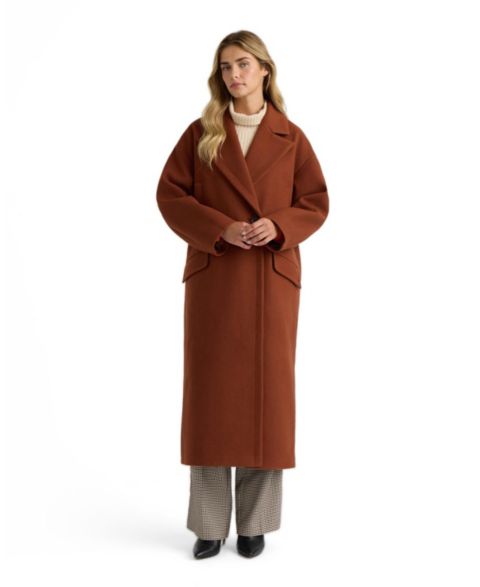 Женское пальто NVLT Cocoon Double-Breasted Notch Collar, цвет: Карамельный
