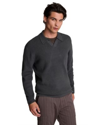 Men's Long-Sleeve Classic-Fit Johnny Collar Polo Shirt