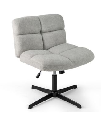 Office Armless Chair Cross Legged with Imitation Lamb Fleece and Adjustable Height