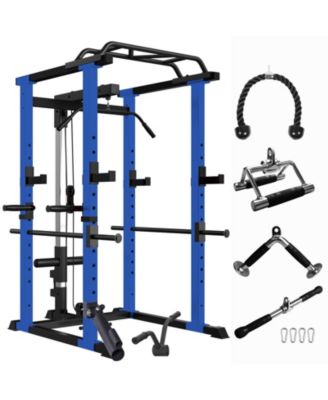 Home Gym sets Multi-functional Power Cage, Home Adjustable Pullup Squat Rack 1000Lbs Capacity Comprehensive Fitness Barbell Rack 4