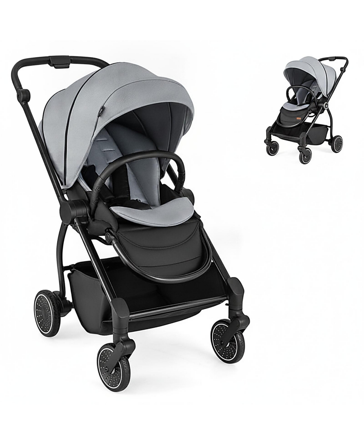 Sugift Foldable Baby Stroller with Reversible Reclining Seat Ages 0-36 Months